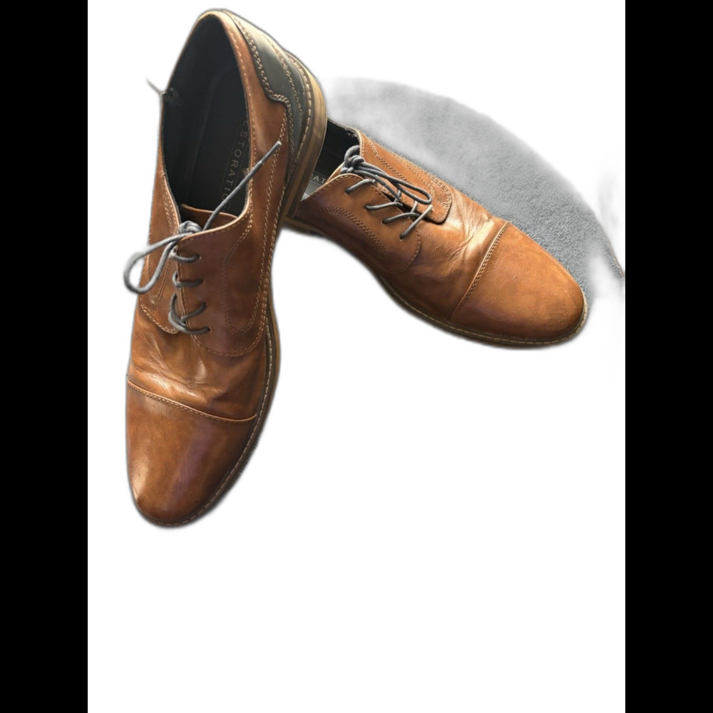 Restoration Mens Oxford Lowry Dress Shoes Size 13M Brown Two Toned Cap Toe Lace